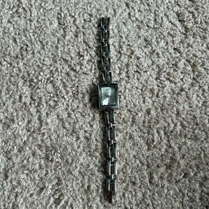 George women’s vintage silver‎ rectangular chainlink watch measurements shown